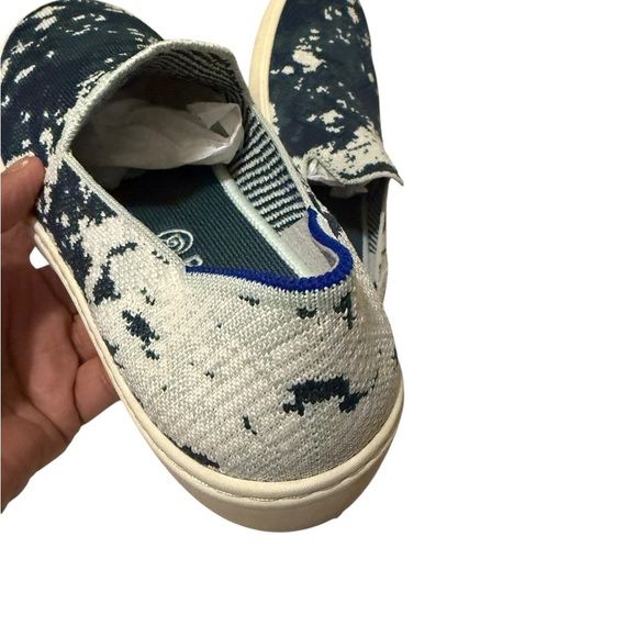 Rothy's Green Shibori slip on sneakers,Stylish Blue and Cream Slip-On Shoes - Picture 4 of 9
